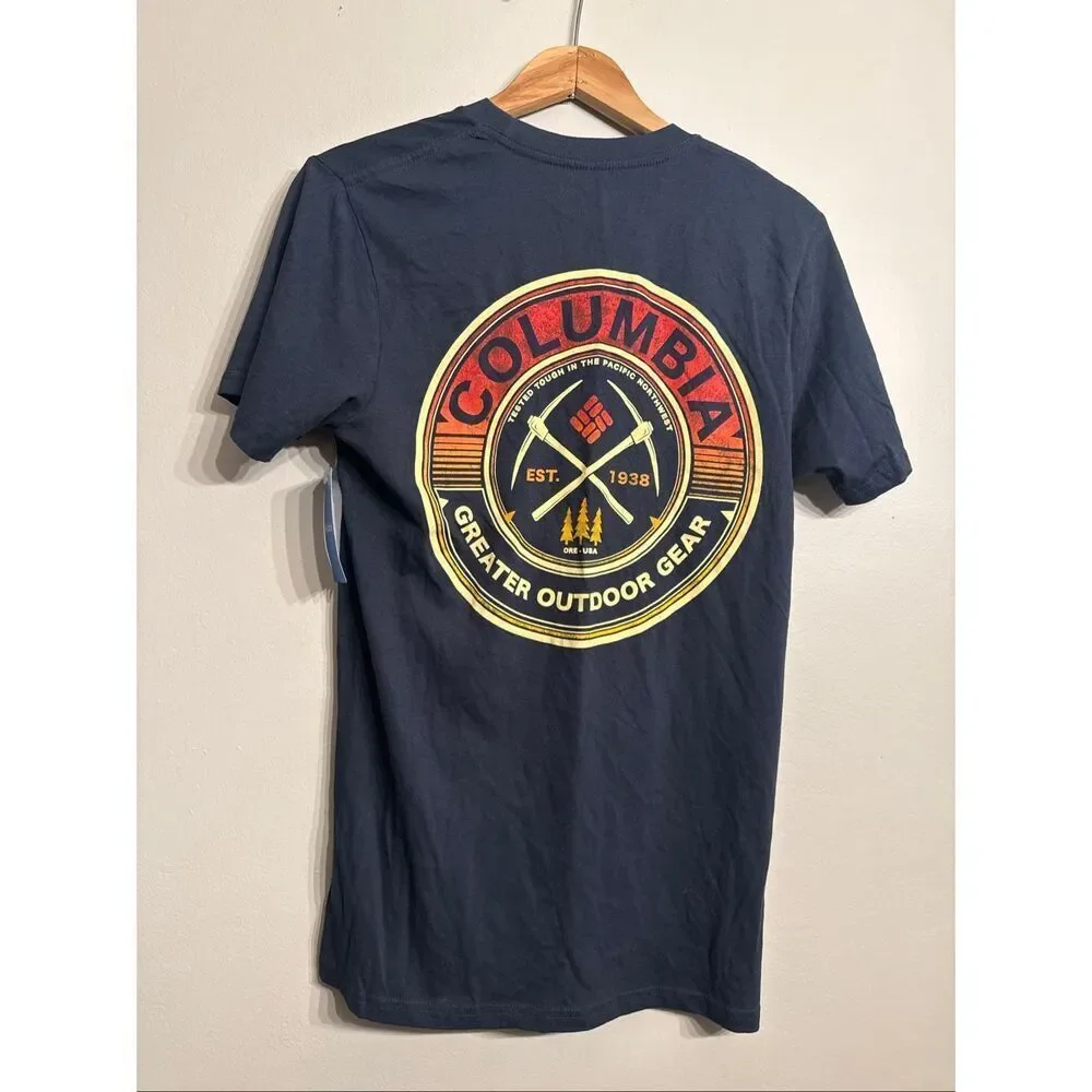 Columbia Navy Blue Greater Outdoor Gear Short Sleeve Crew Neck T-Shirt Small NWT